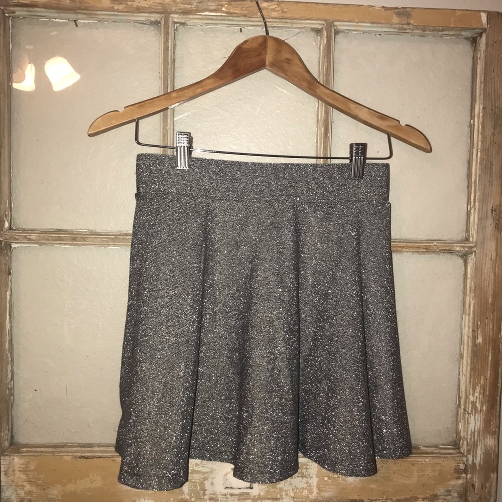 Silver sparkle flare skirt